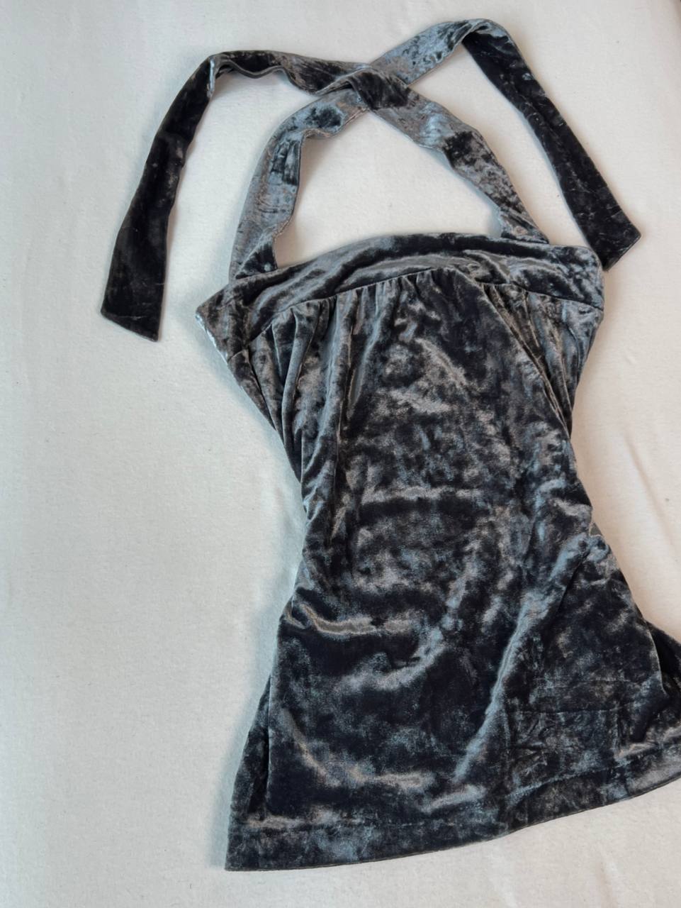 Grey Velvet Halter Top