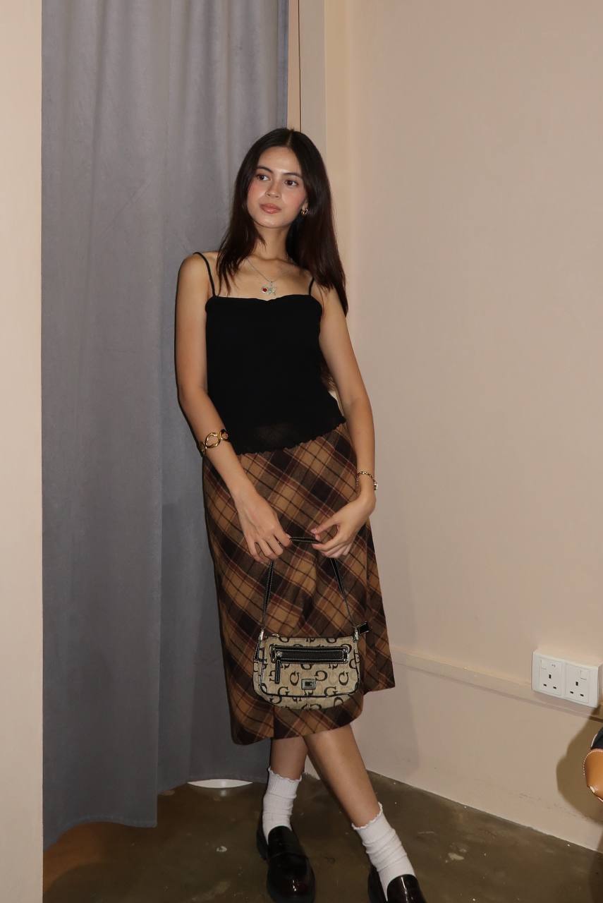 Brown Plaid Skirt