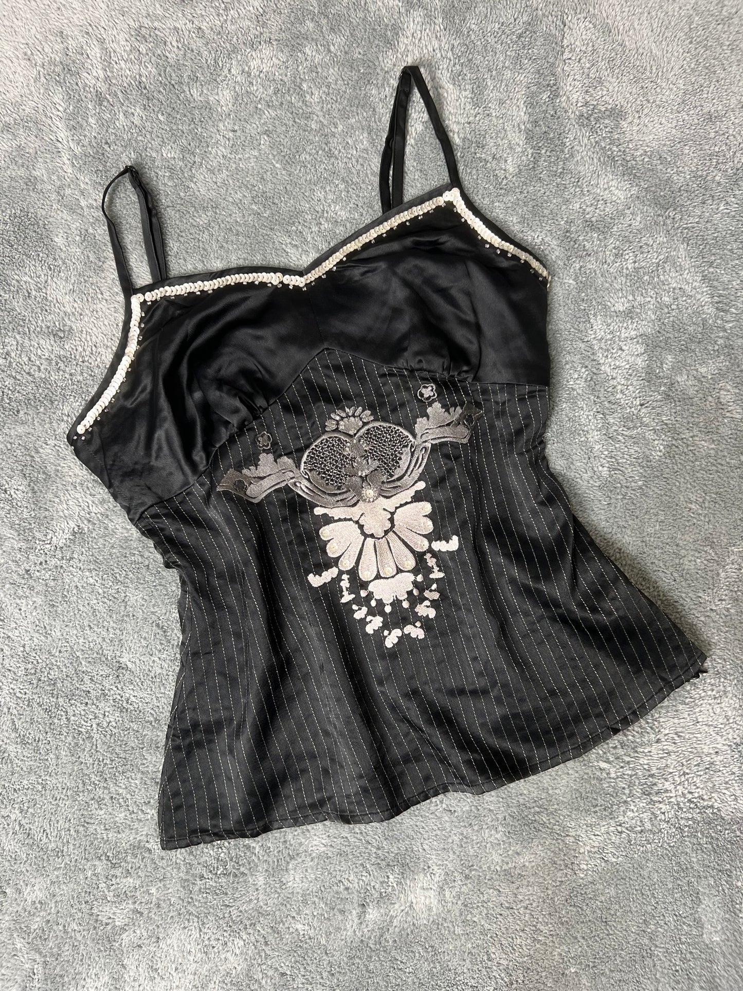 Embroidered Striped Cami