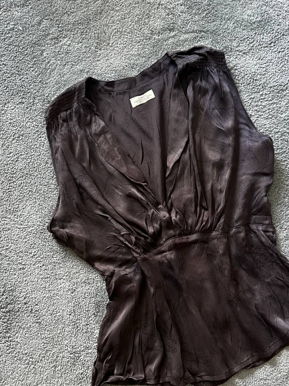 Brown Sleeveless Silky Top