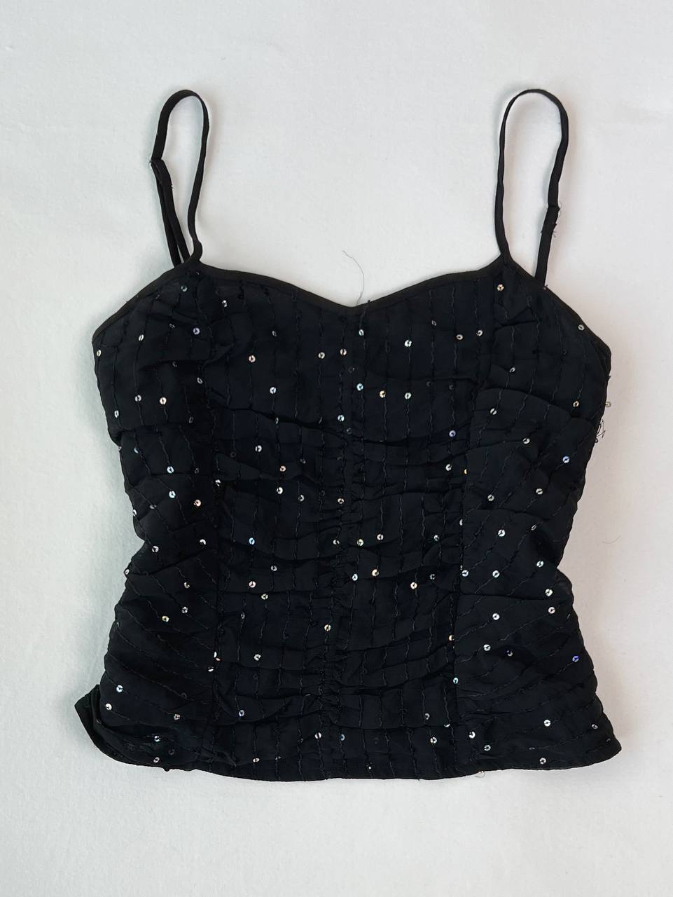 Black Sequinned Crop Cami