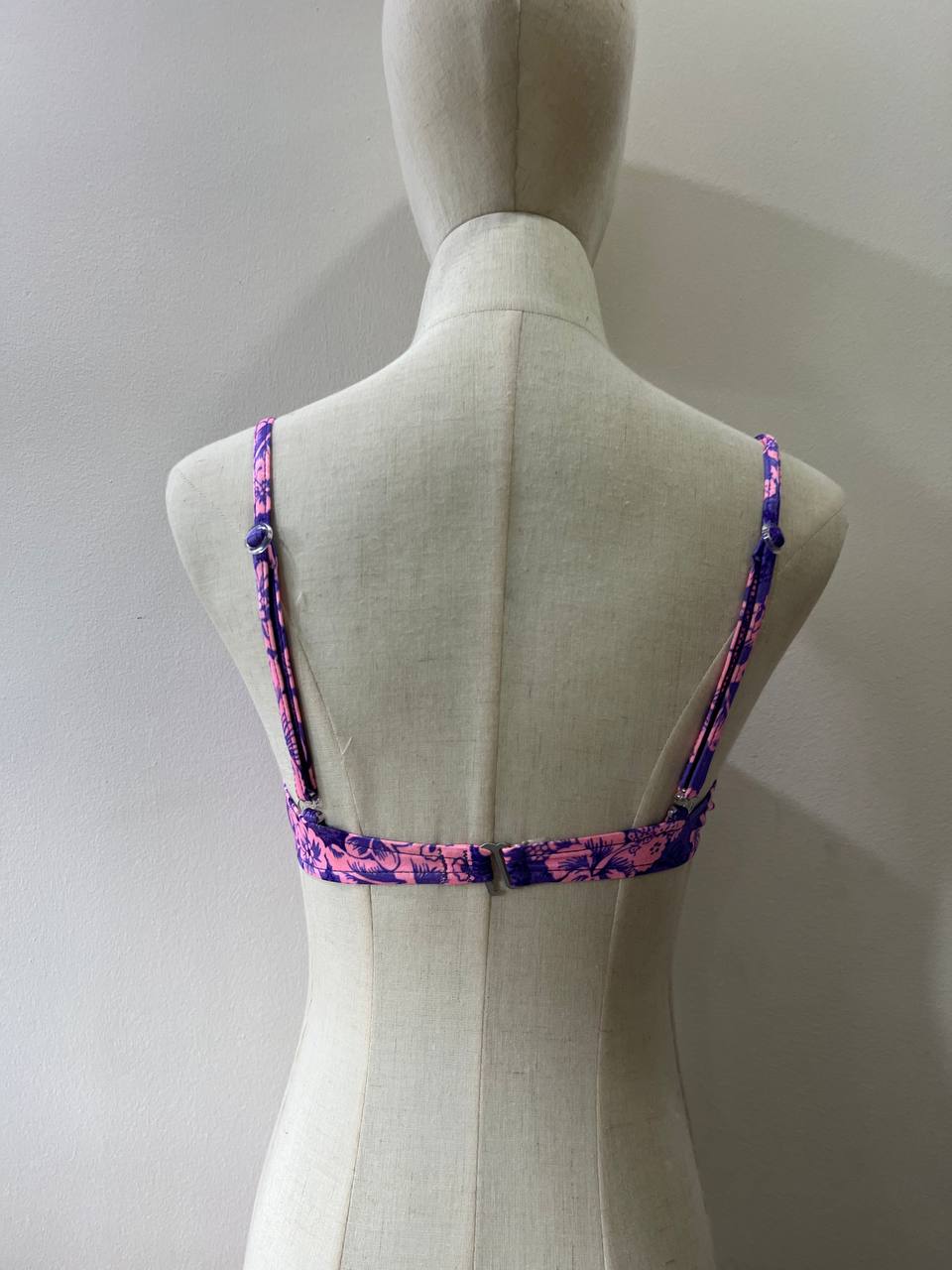 Purple and Pink Floral Bikini Top