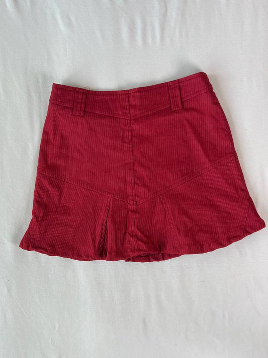 Red Pinstriped Mini Skirt