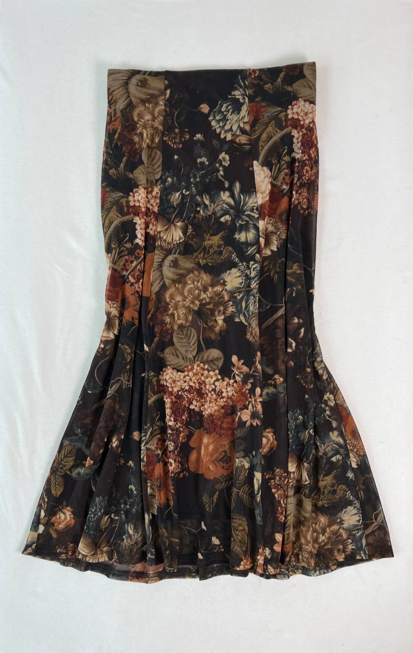 Vintage Florals Mesh Overlay Skirt