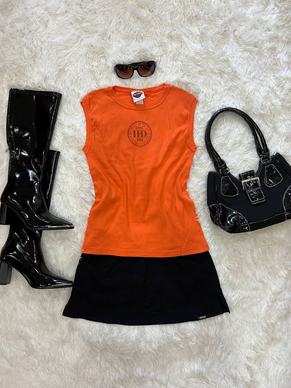 Orange Harley Davidson Tank Top
