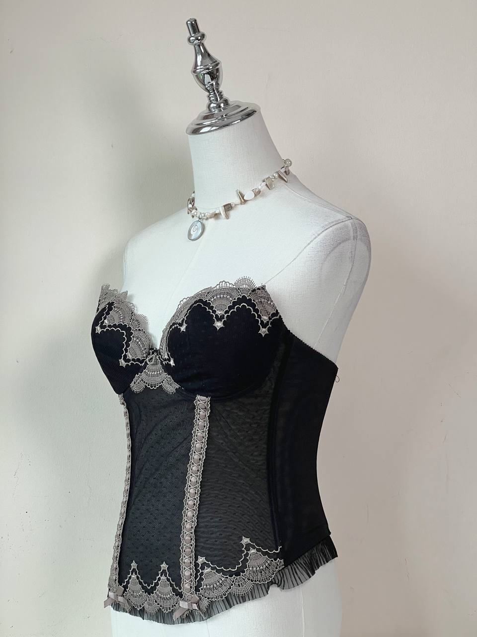 Black Mesh Overlay Corset