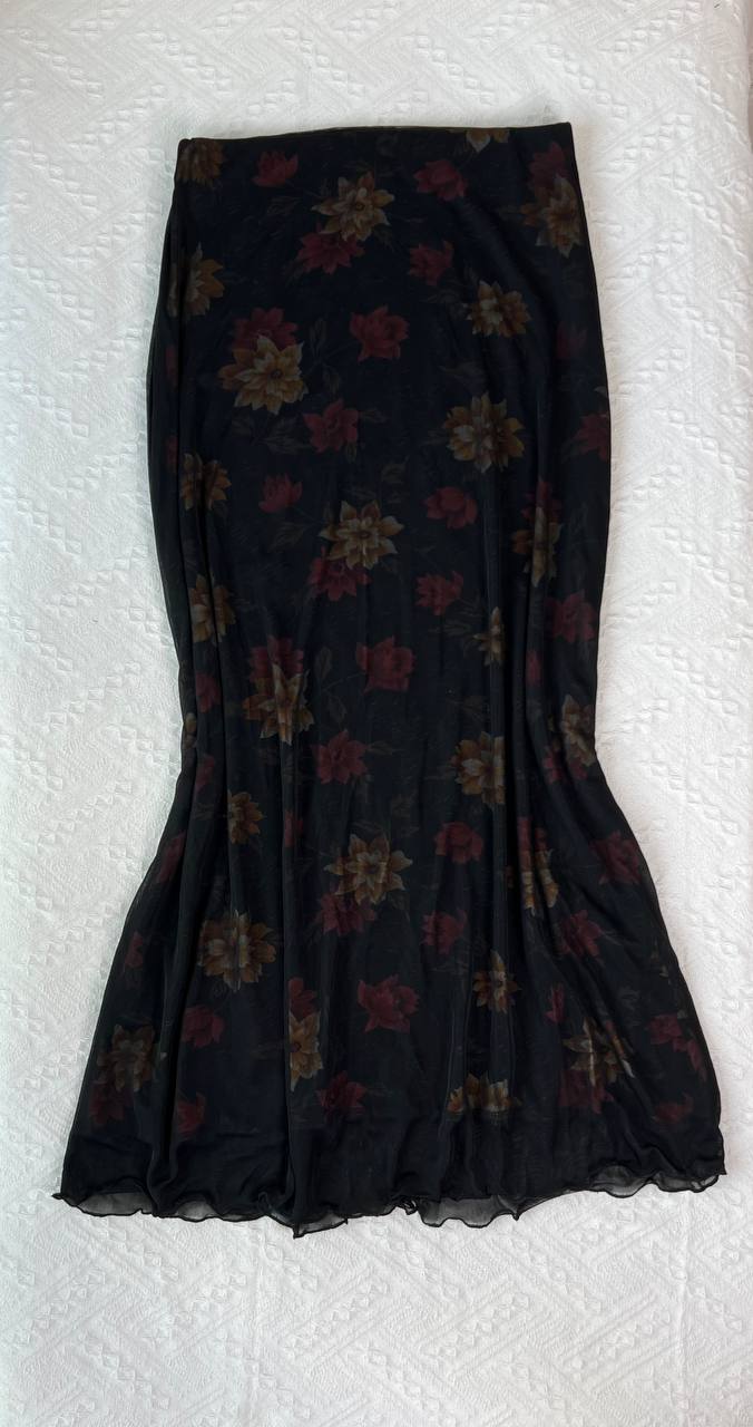 Floral with Black Mesh Overlay Skirt