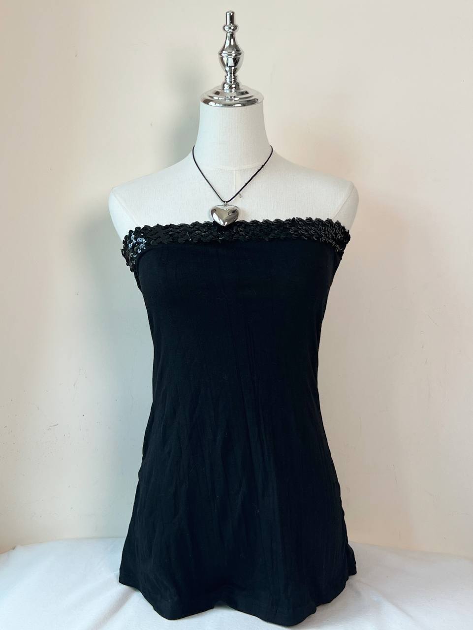 Sequinned Hem Tube Top