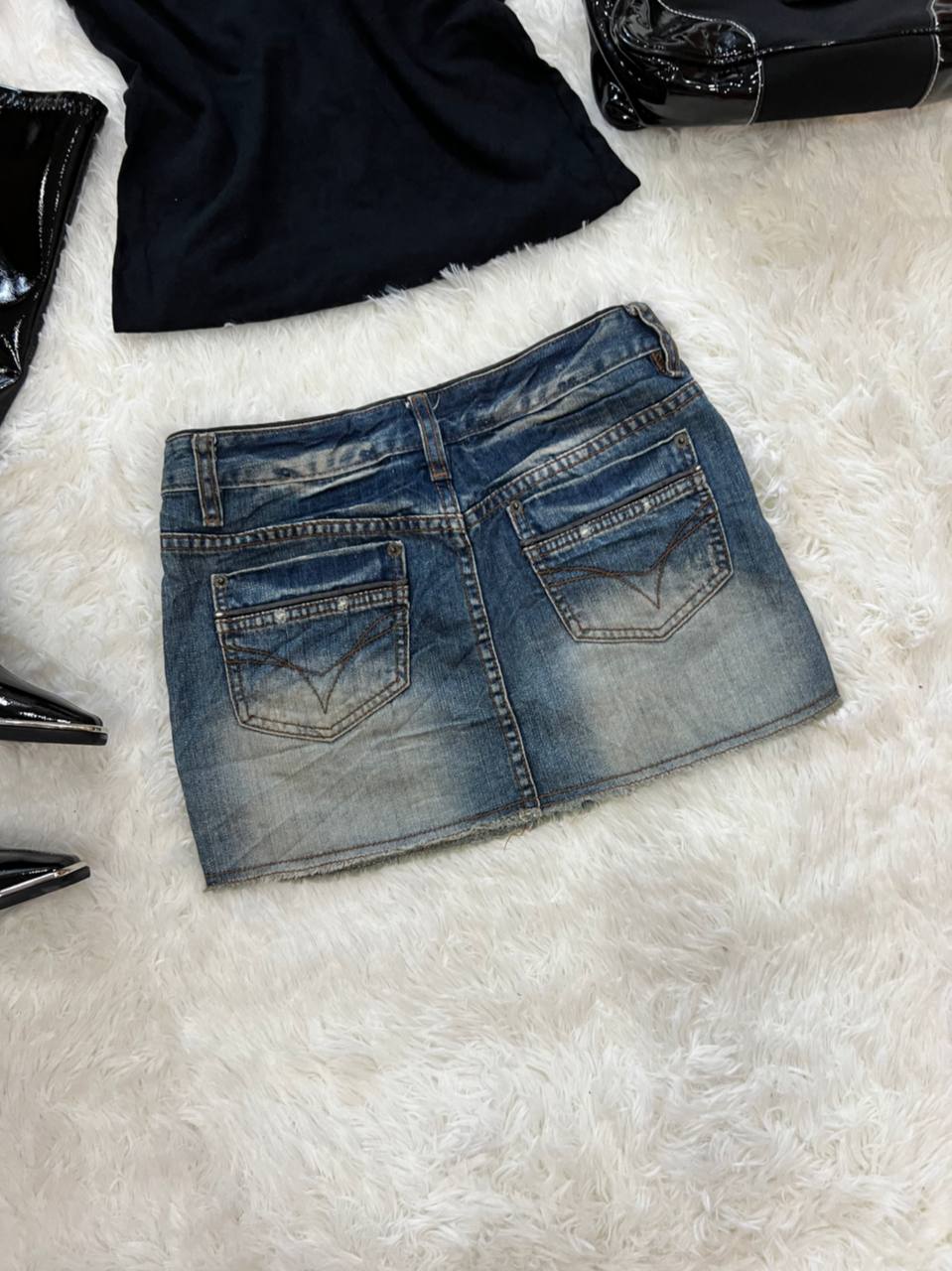 Denim Acid Washed Mini Skirt