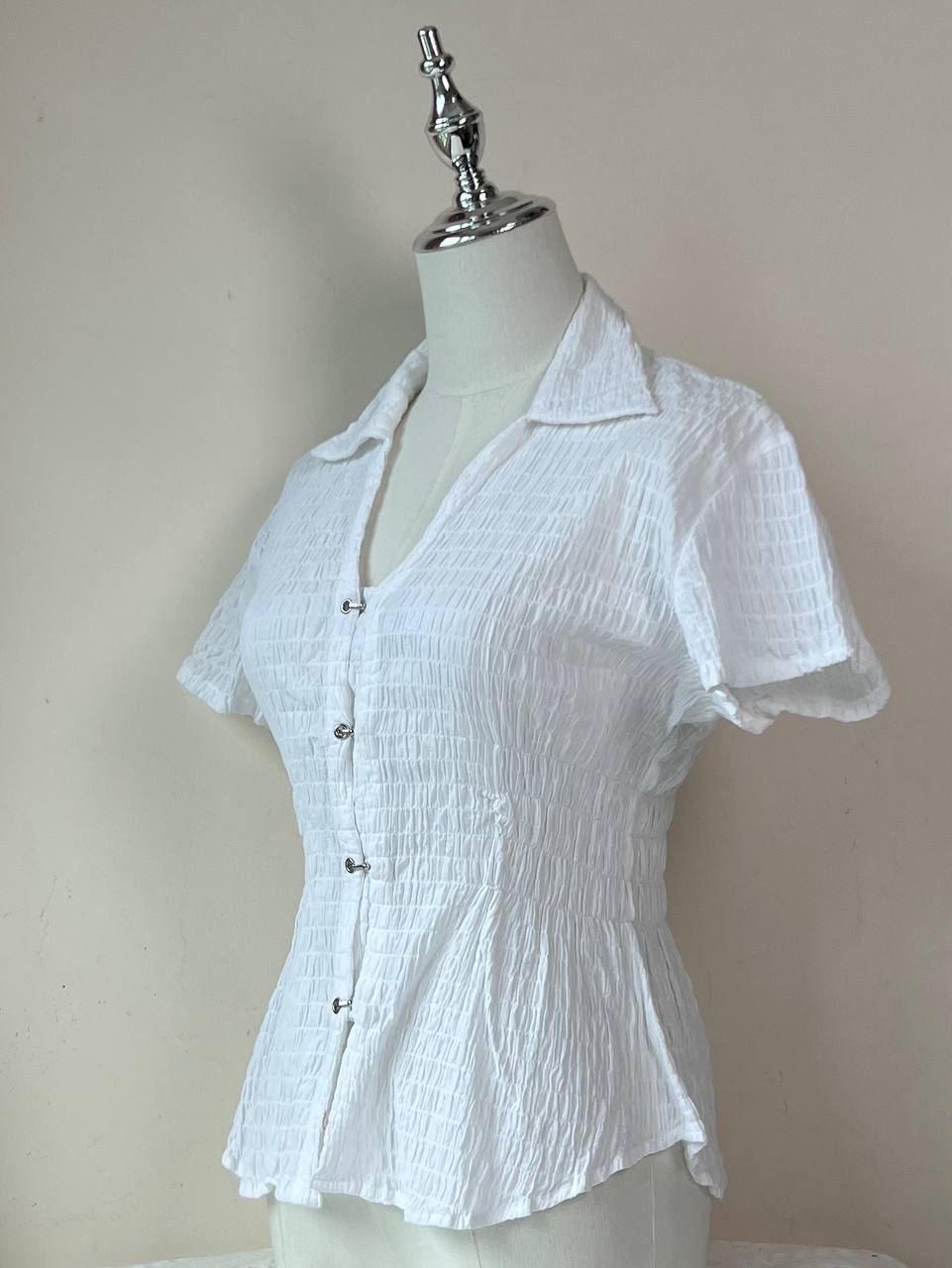 White Fitted Blouse (Brand: Quigg Petite)