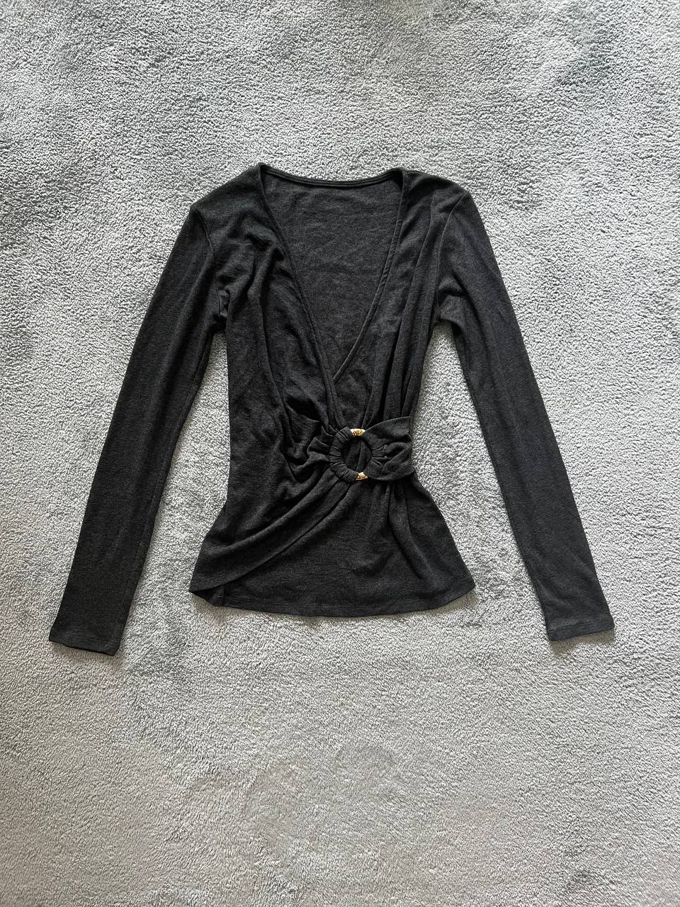 Black Long Sleeved Top with Waist Piece