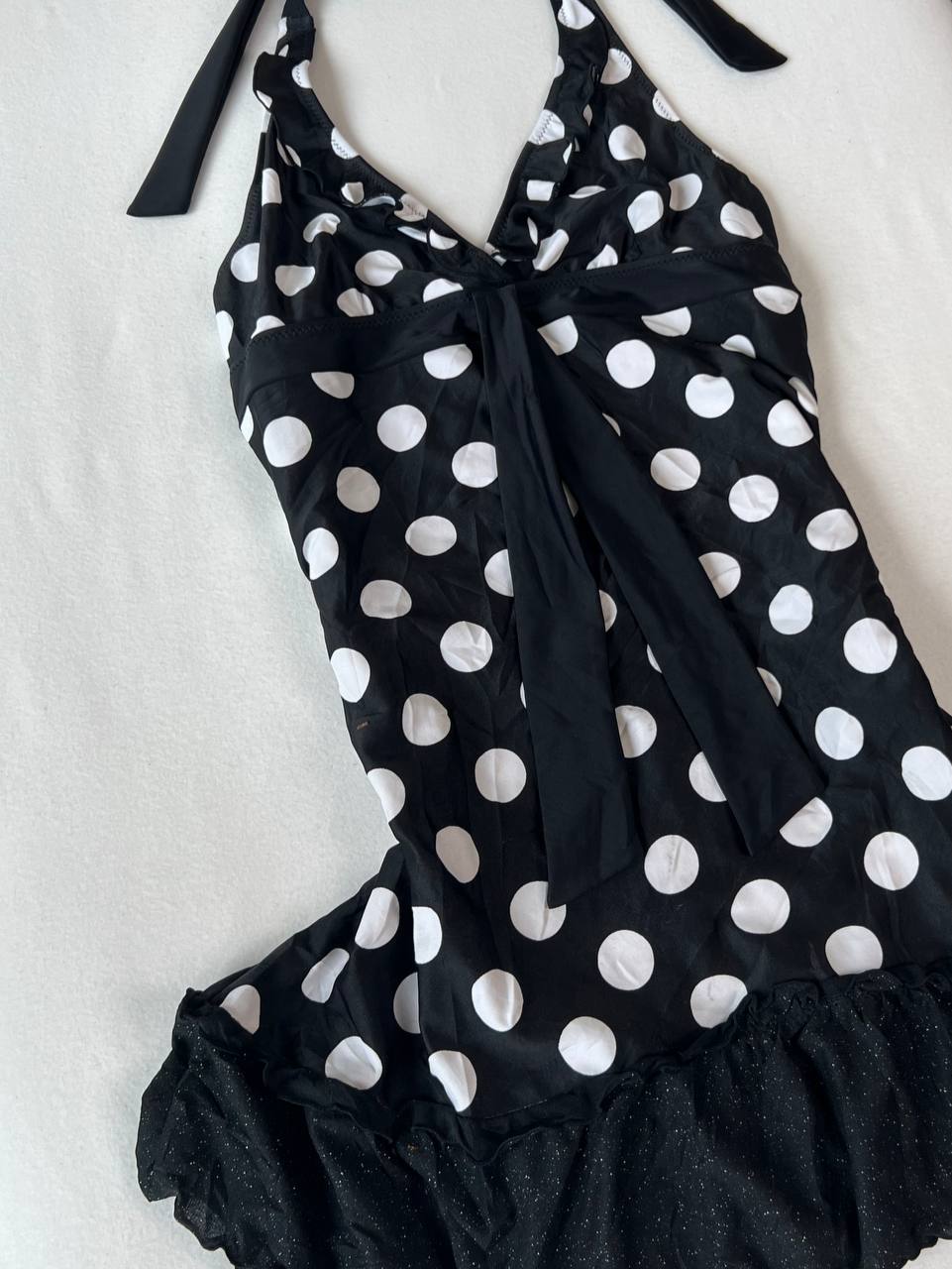 Black Big Polka Dot Halter Top