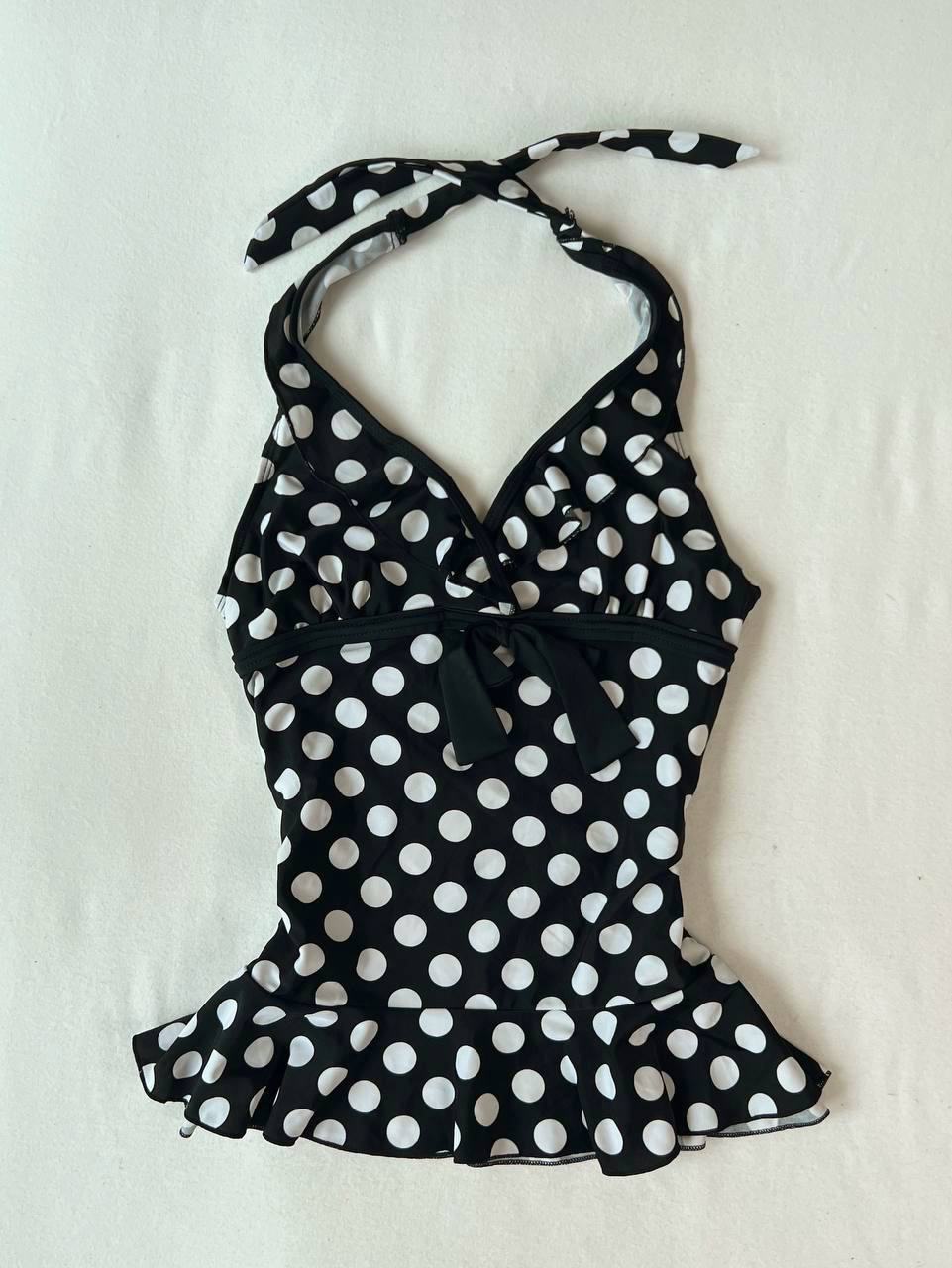 Black Big Polka Dot Halter Top