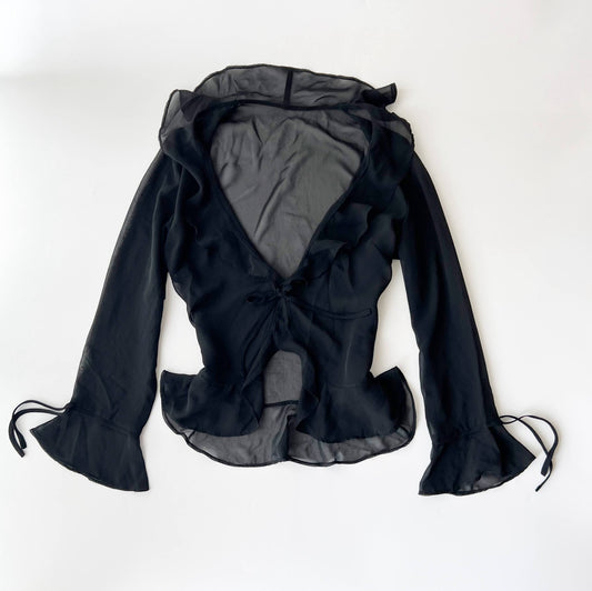 Ruffle Mesh Cardigan