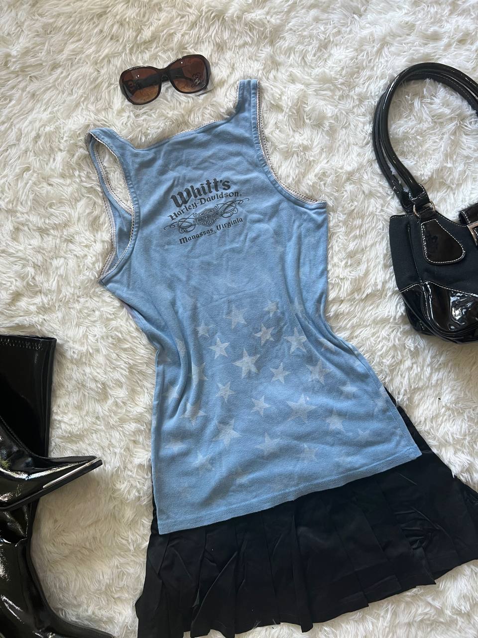 Baby Blue Harley Davidson Tank Top
