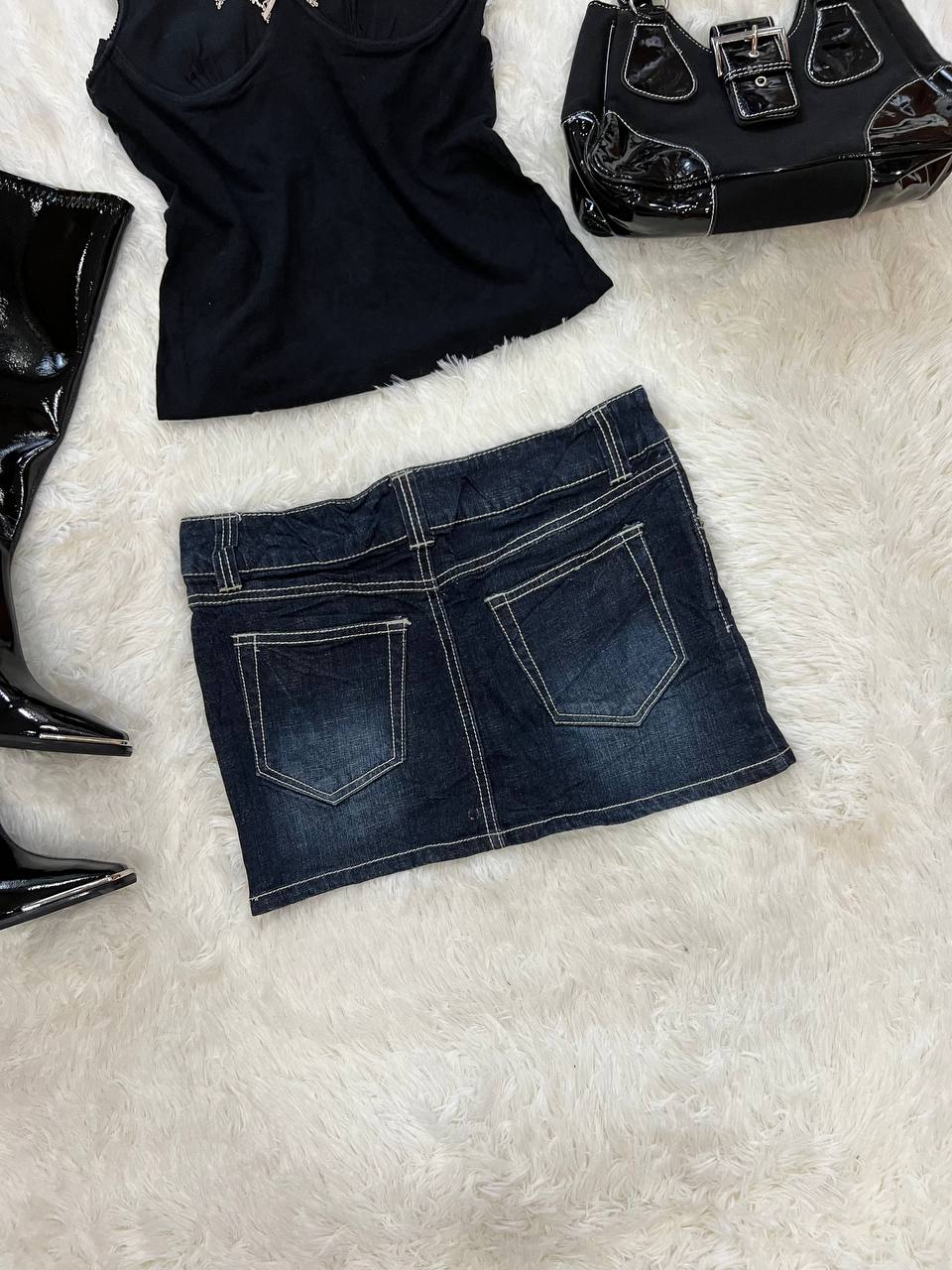 Dark Blue Denim Mini Skirt