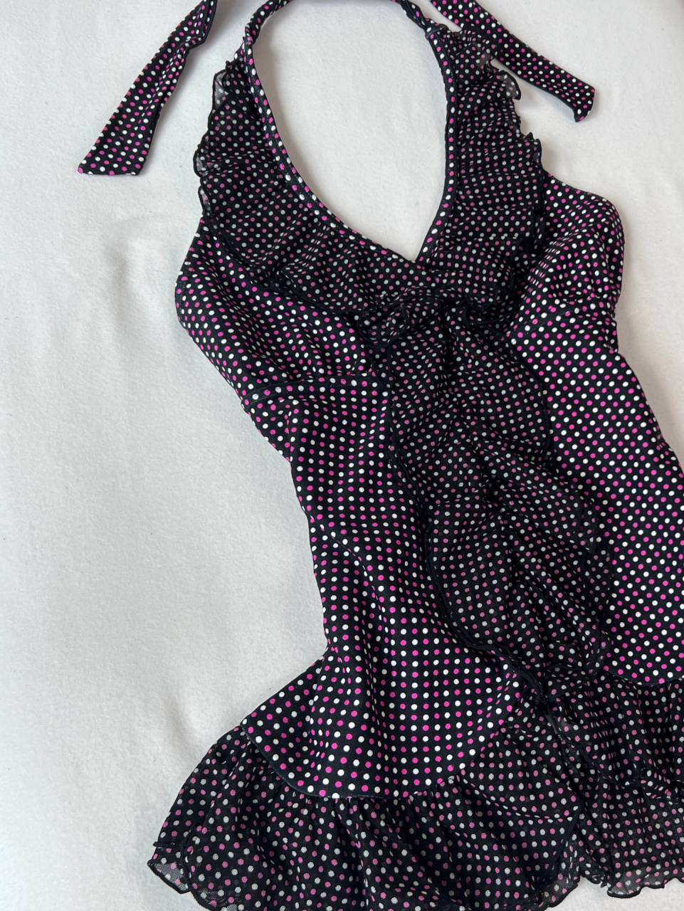 Pink & White Polka Dot Halter Top