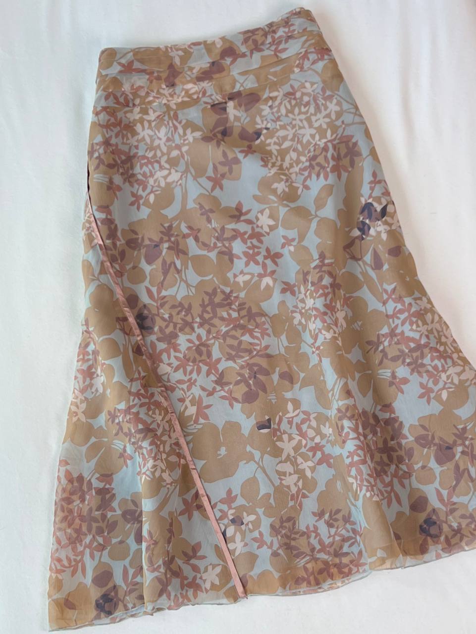 Brown/Blue Floral Midi Skirt