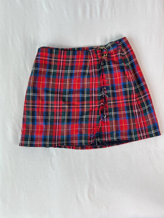 Plaid Mini Skirt (Red/Blue)