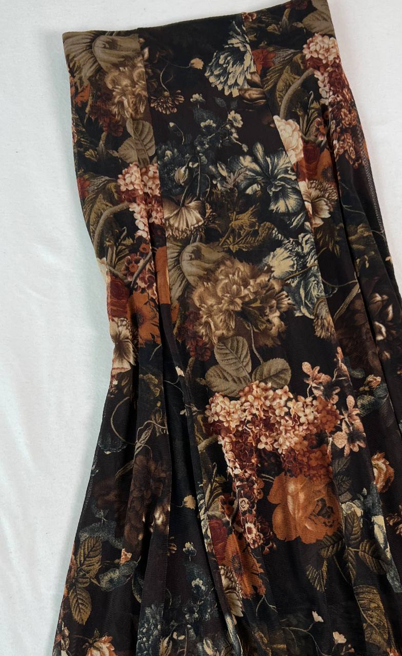 Vintage Florals Mesh Overlay Skirt