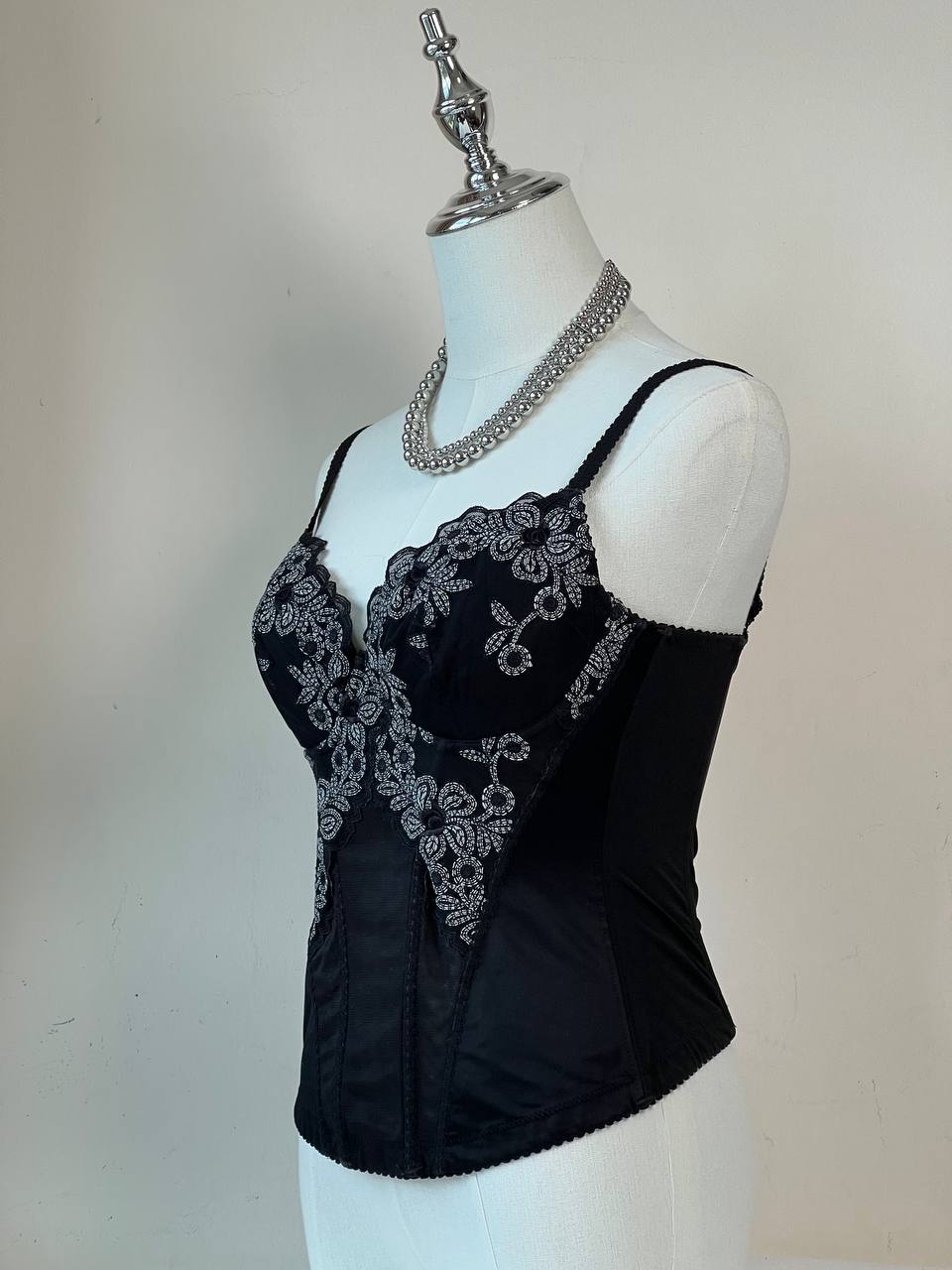 Contrast Embroidered Corset