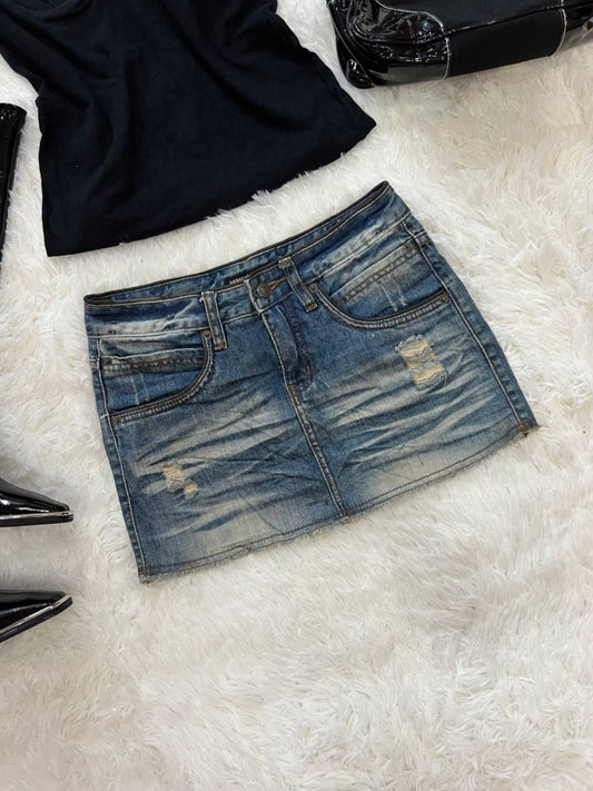 Denim Acid Washed Mini Skirt