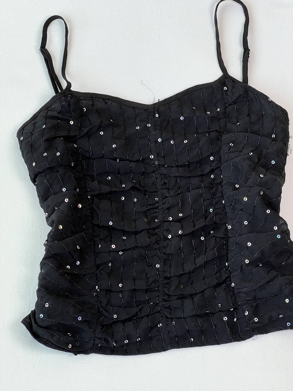 Black Sequinned Crop Cami