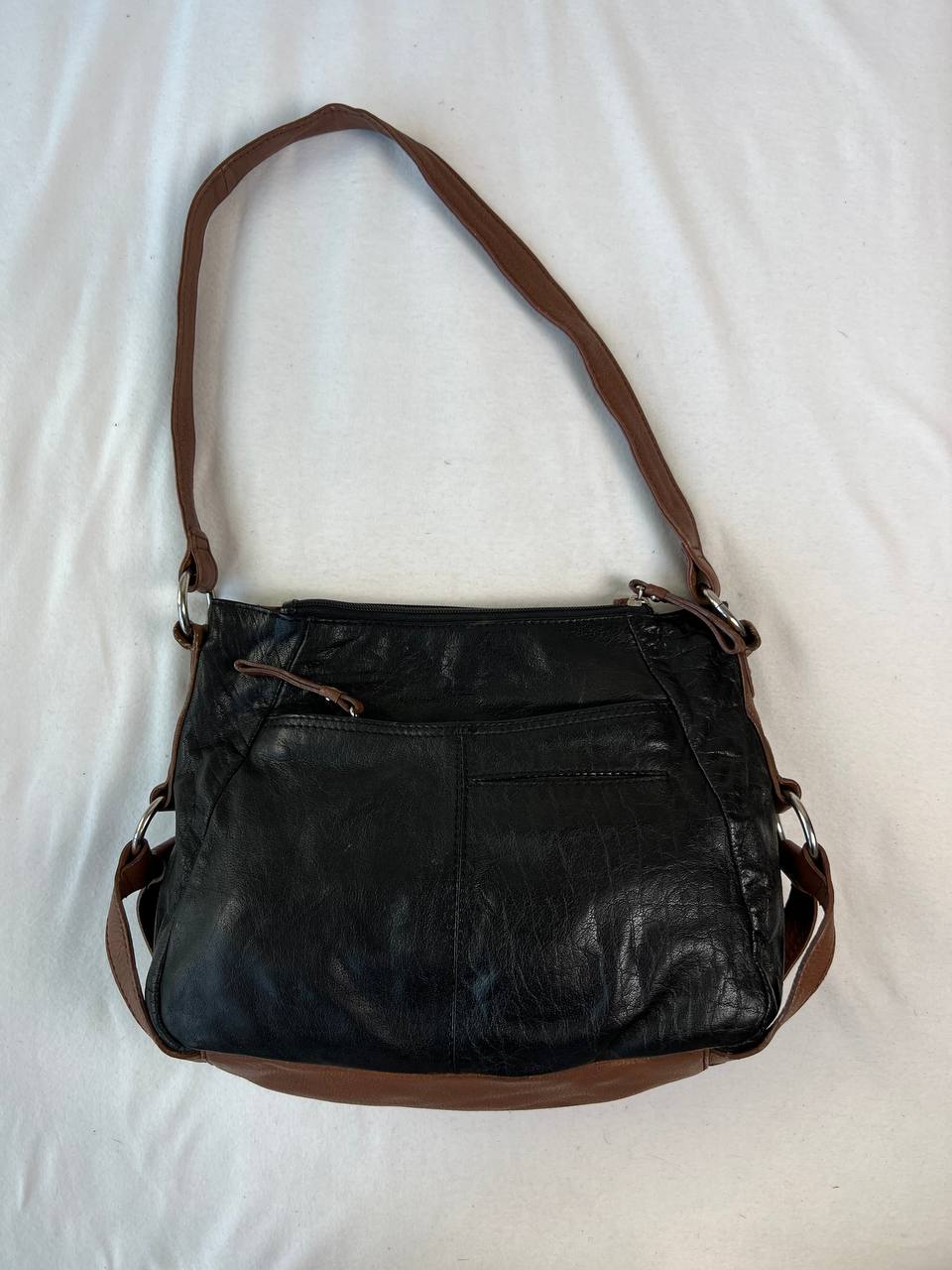 Black w Brown Straps Shoulder Bag (Brand: Stone Mountain)
