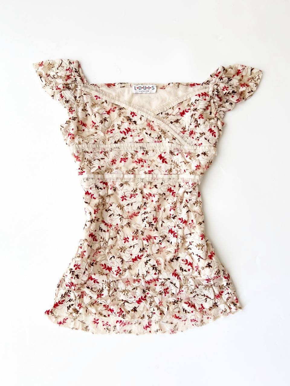 Floral Mesh Overlay Blouse