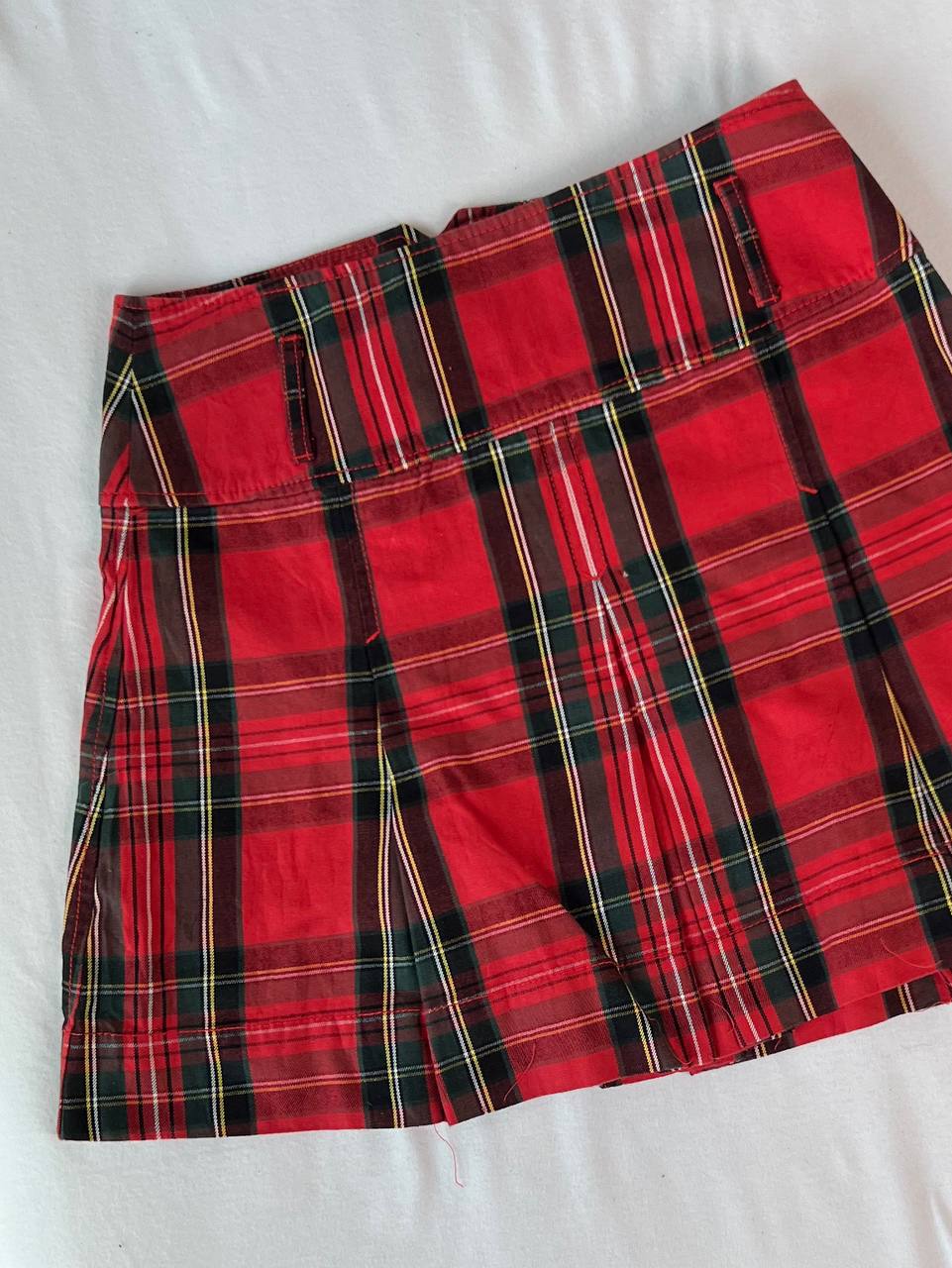 Plaid Mini Skirt (Red/Dark Green)