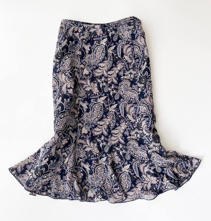 Black Paisley Midi Skirt w Shimmery Details