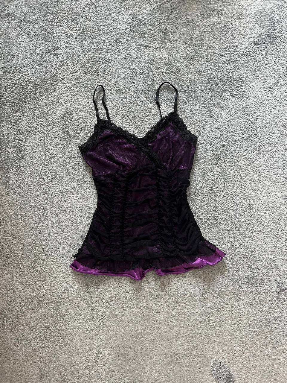 Black and Purple Ruched Camisole