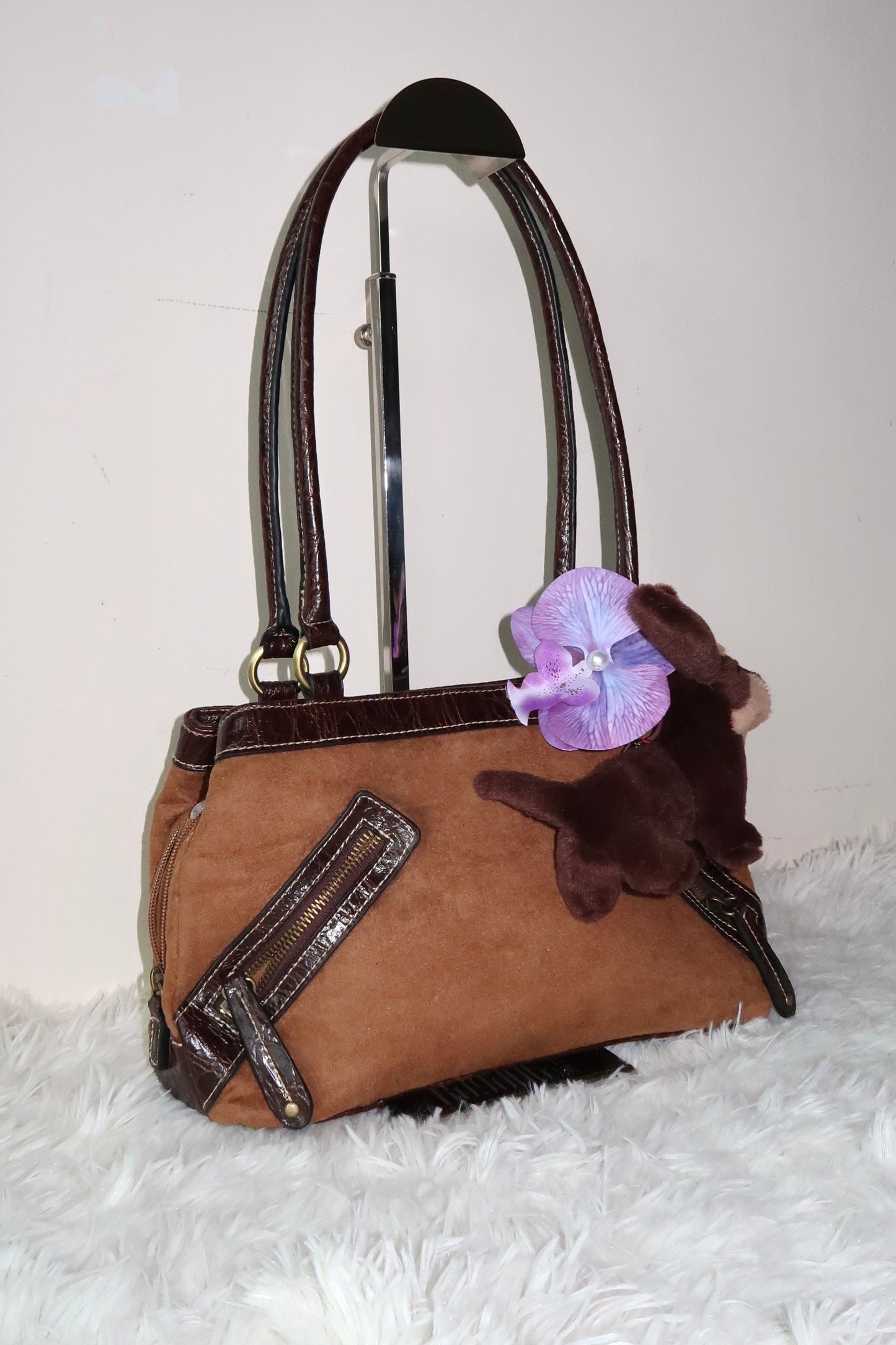 Brown Suede Shoulder Bag