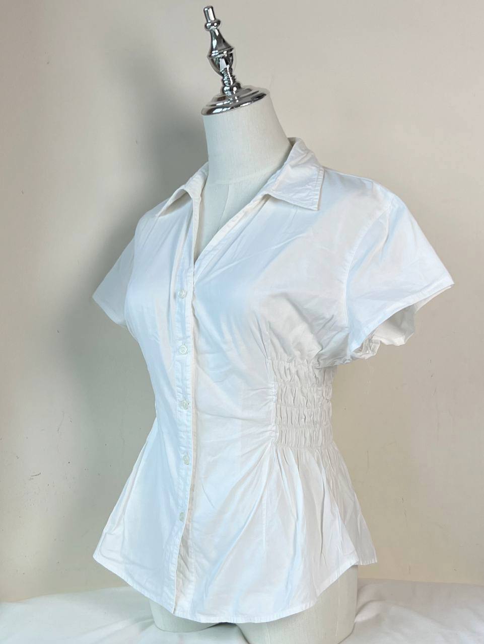 White Fitted Blouse (Brand: Nine West)