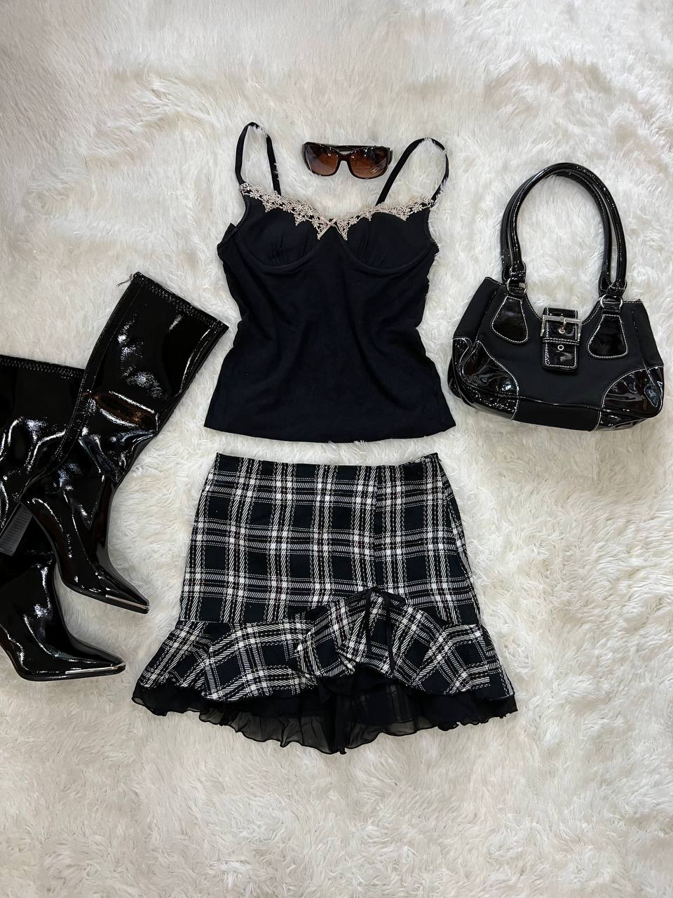 Black Checkered Skirt