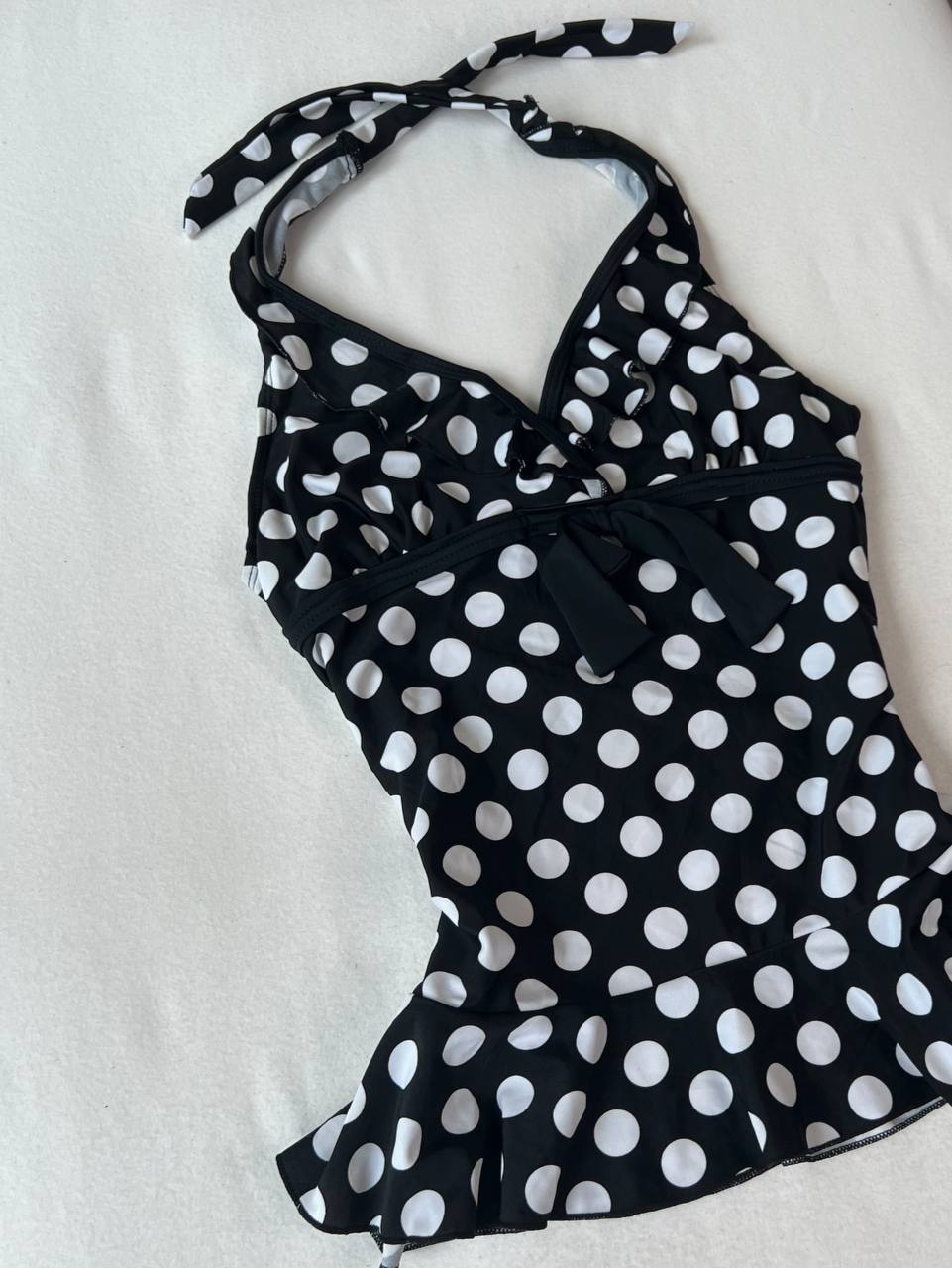 Black Big Polka Dot Halter Top