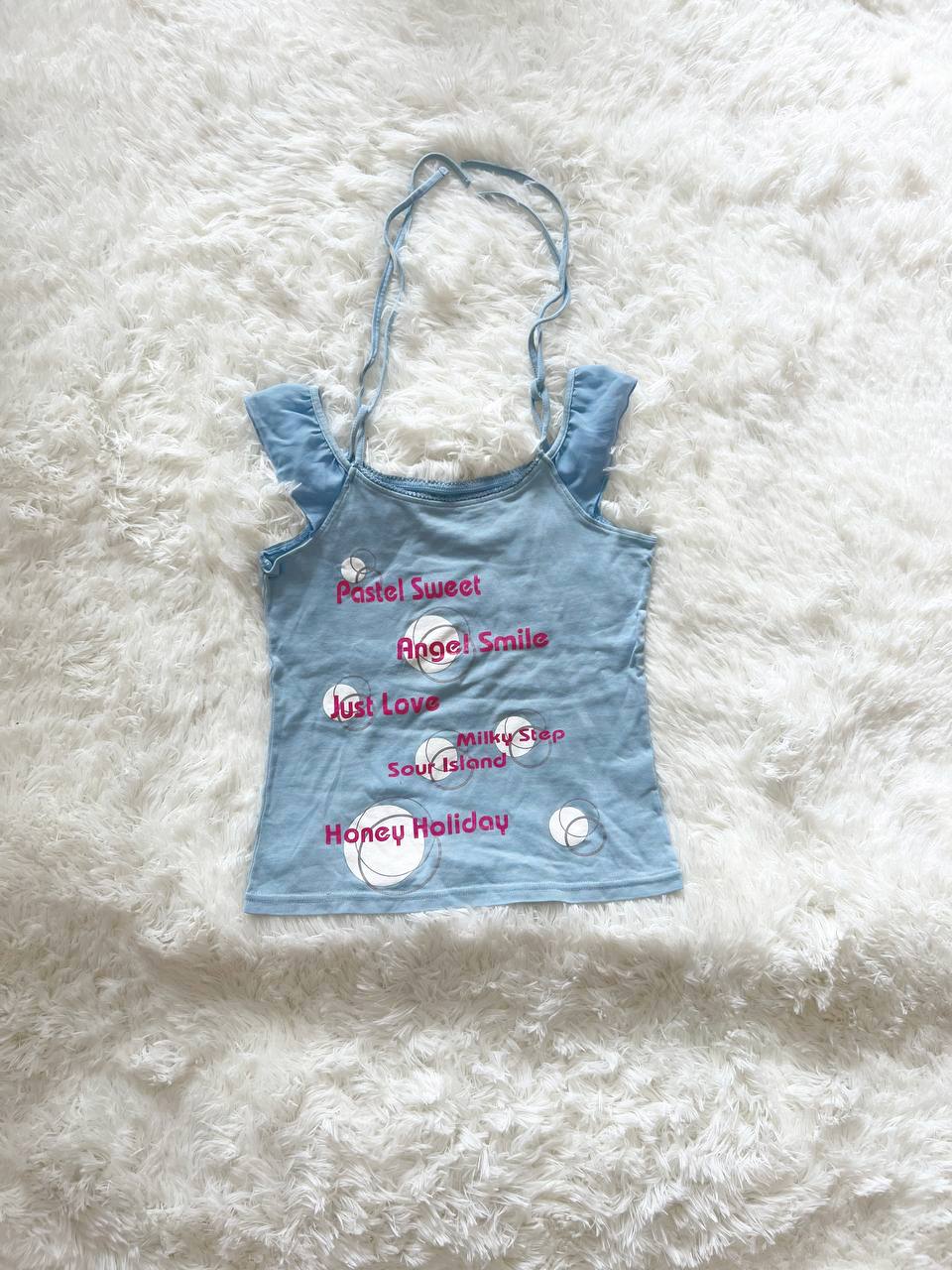 Blue Halter and Sleeve Two Piece Top