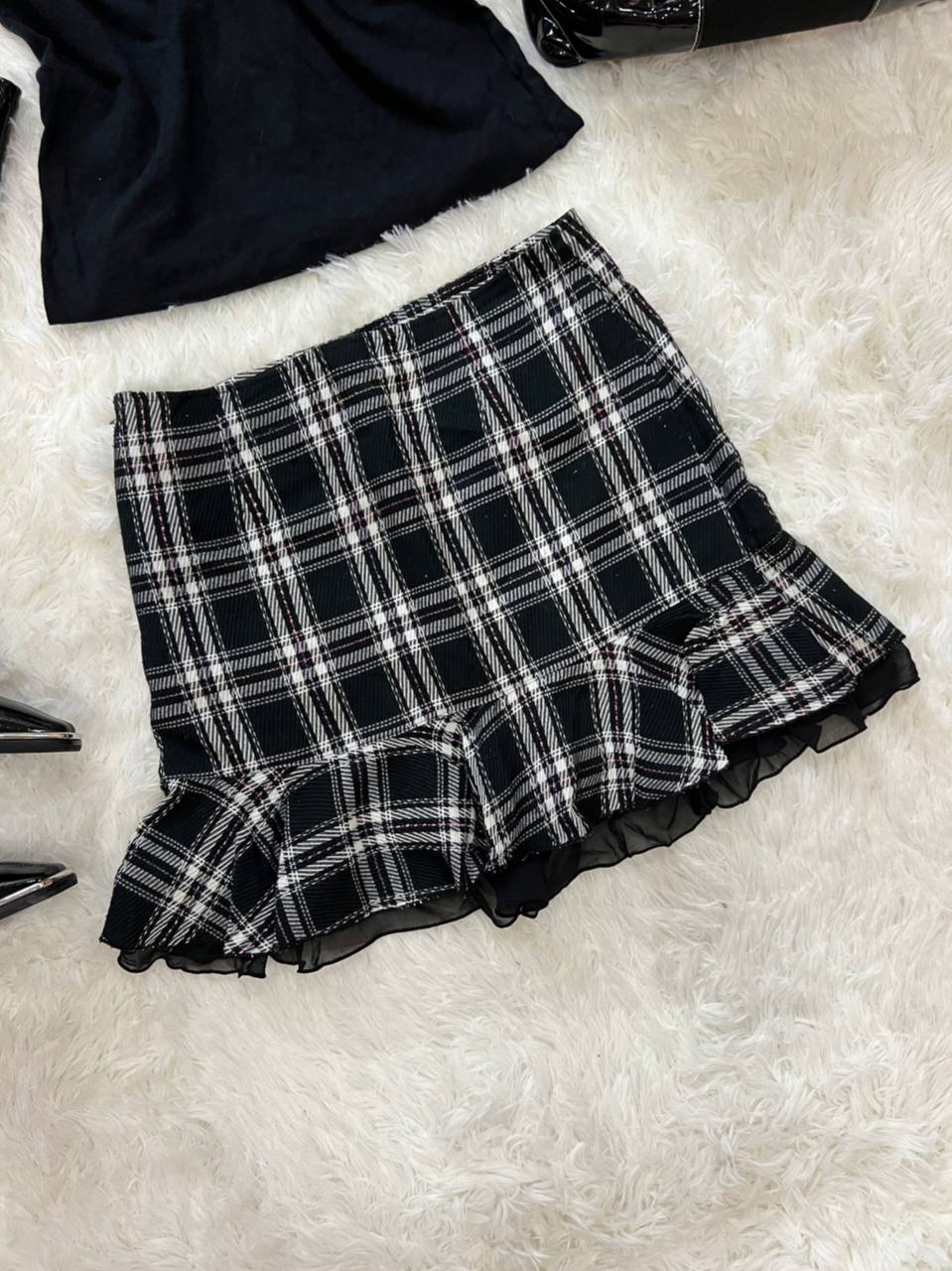 Black Checkered Skirt