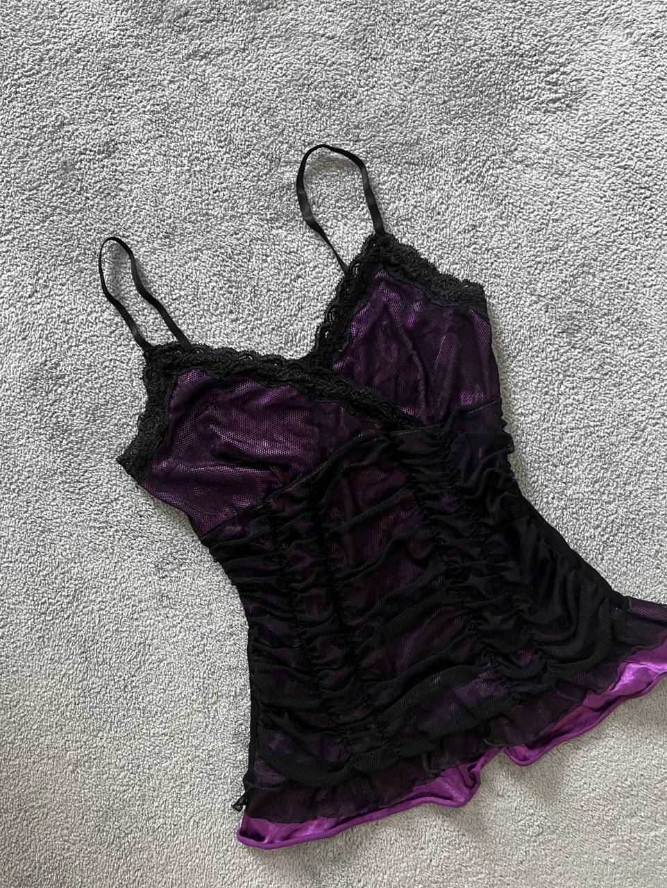 Black and Purple Ruched Camisole