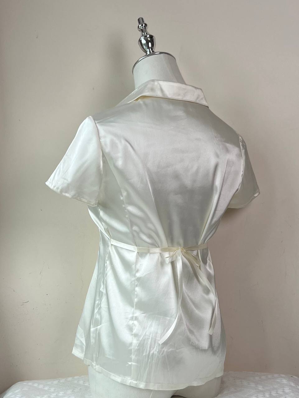 Champagne Ribbon Tie Blouse