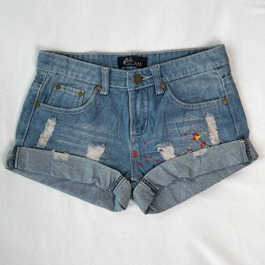 Cuffed Light Washed Low Rise Shorts