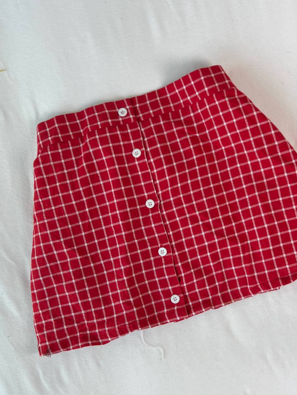 Red Grid Mini Skirt