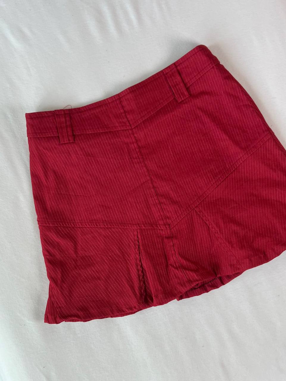 Red Pinstriped Mini Skirt