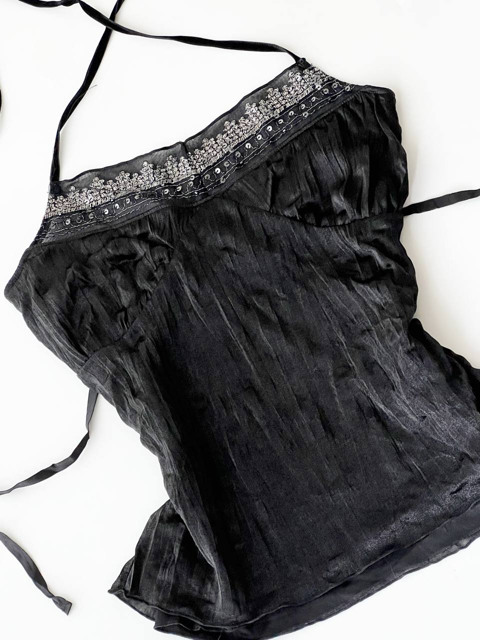 Halter Top w Beaded Neckline