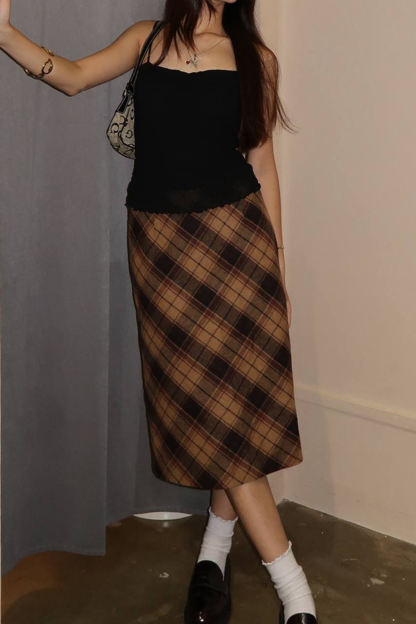 Brown Plaid Skirt