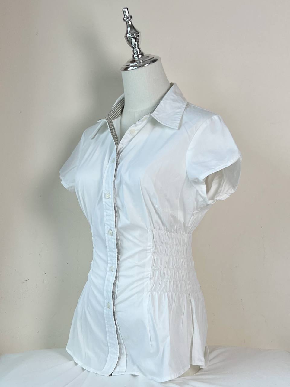 White Fitted Blouse (Brand: Signature by Larry Levine)