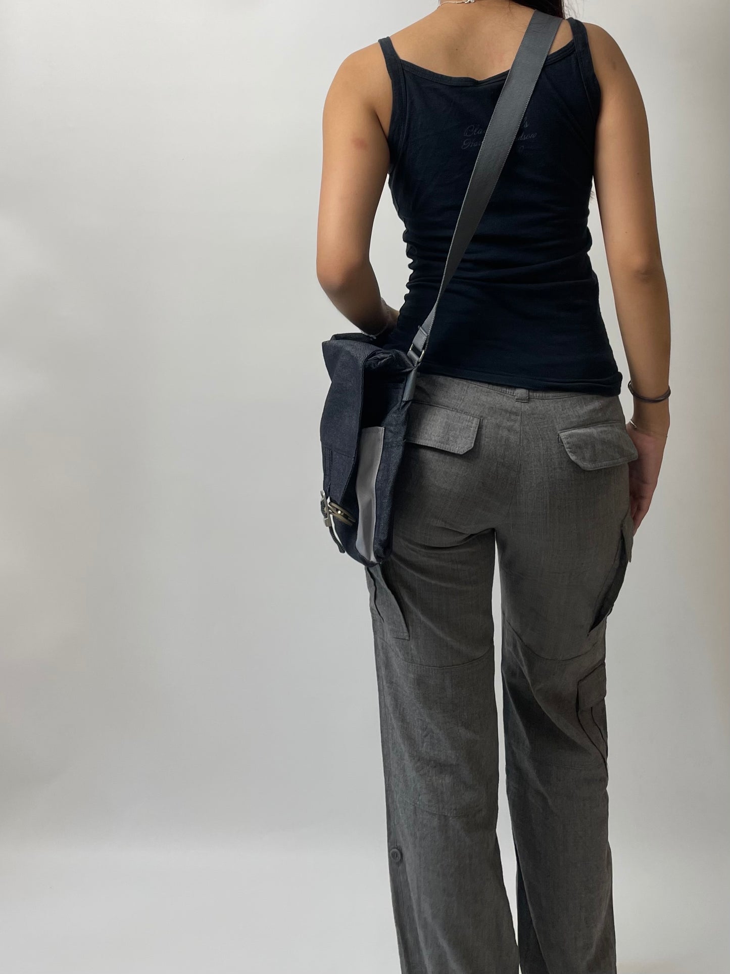 Grey Low-waisted Cargo Pants