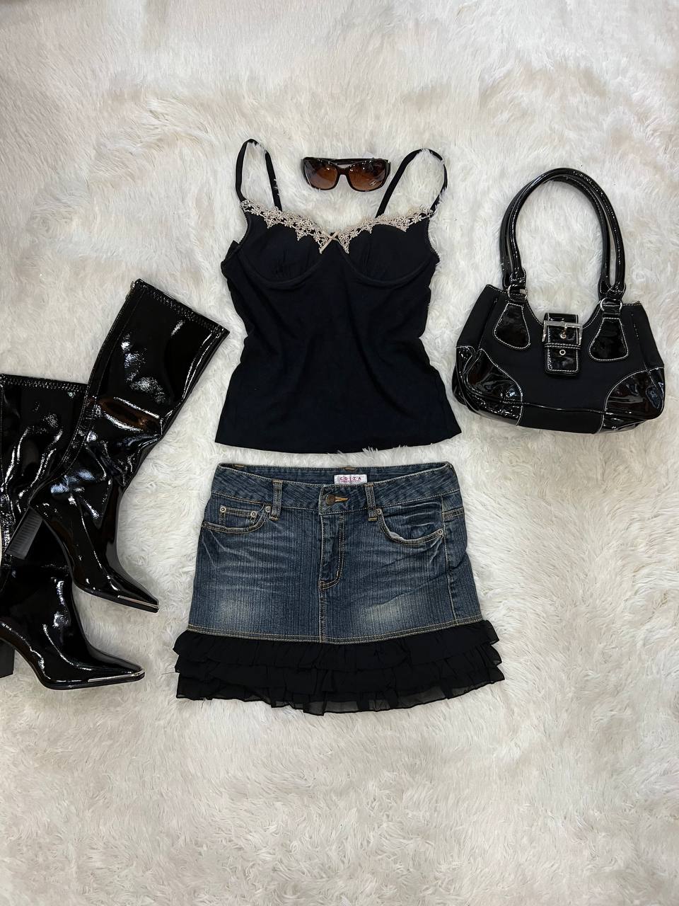 Denim Ruffled Skirt