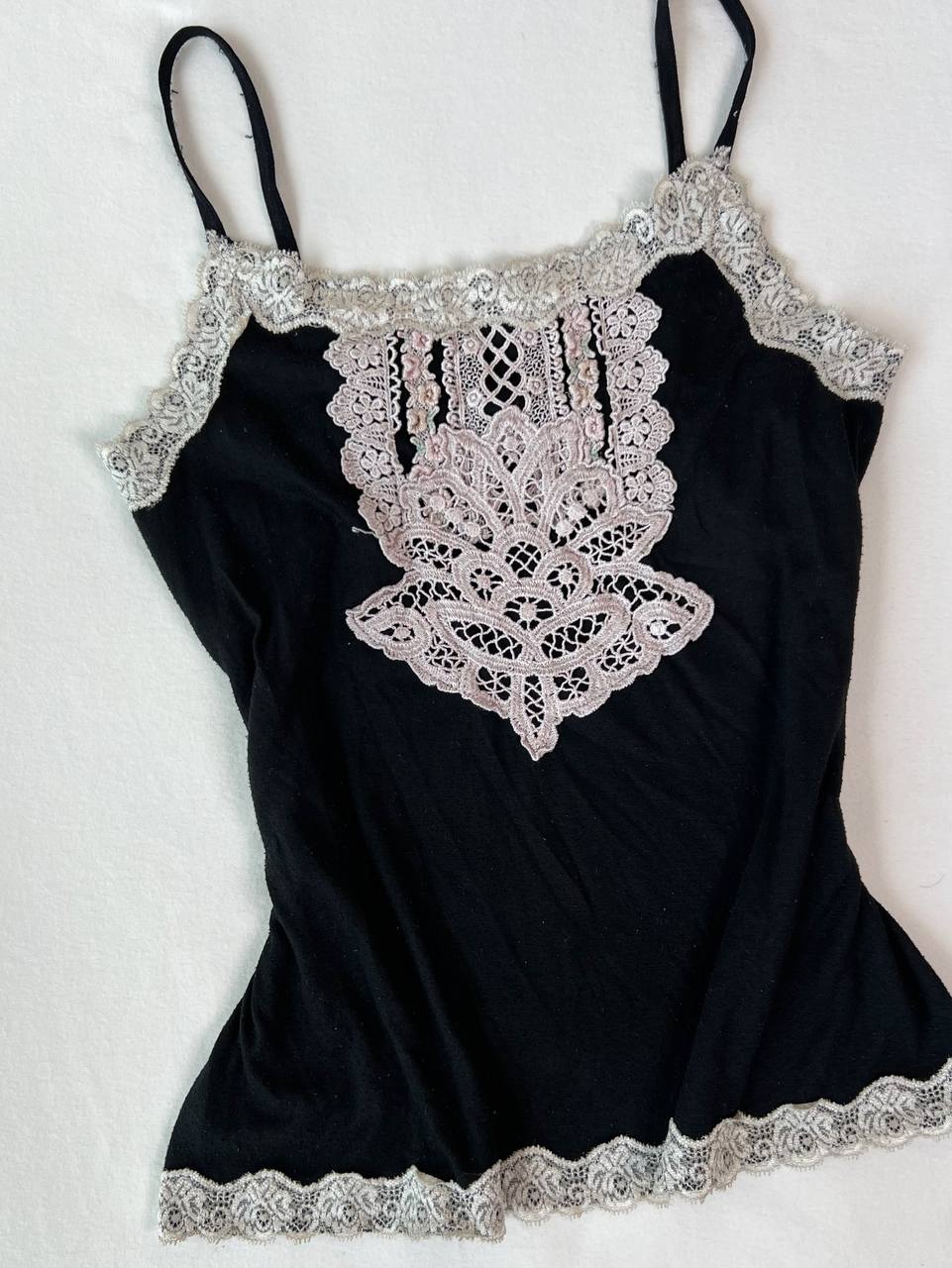 Black Contrast Crochet Detail Cami