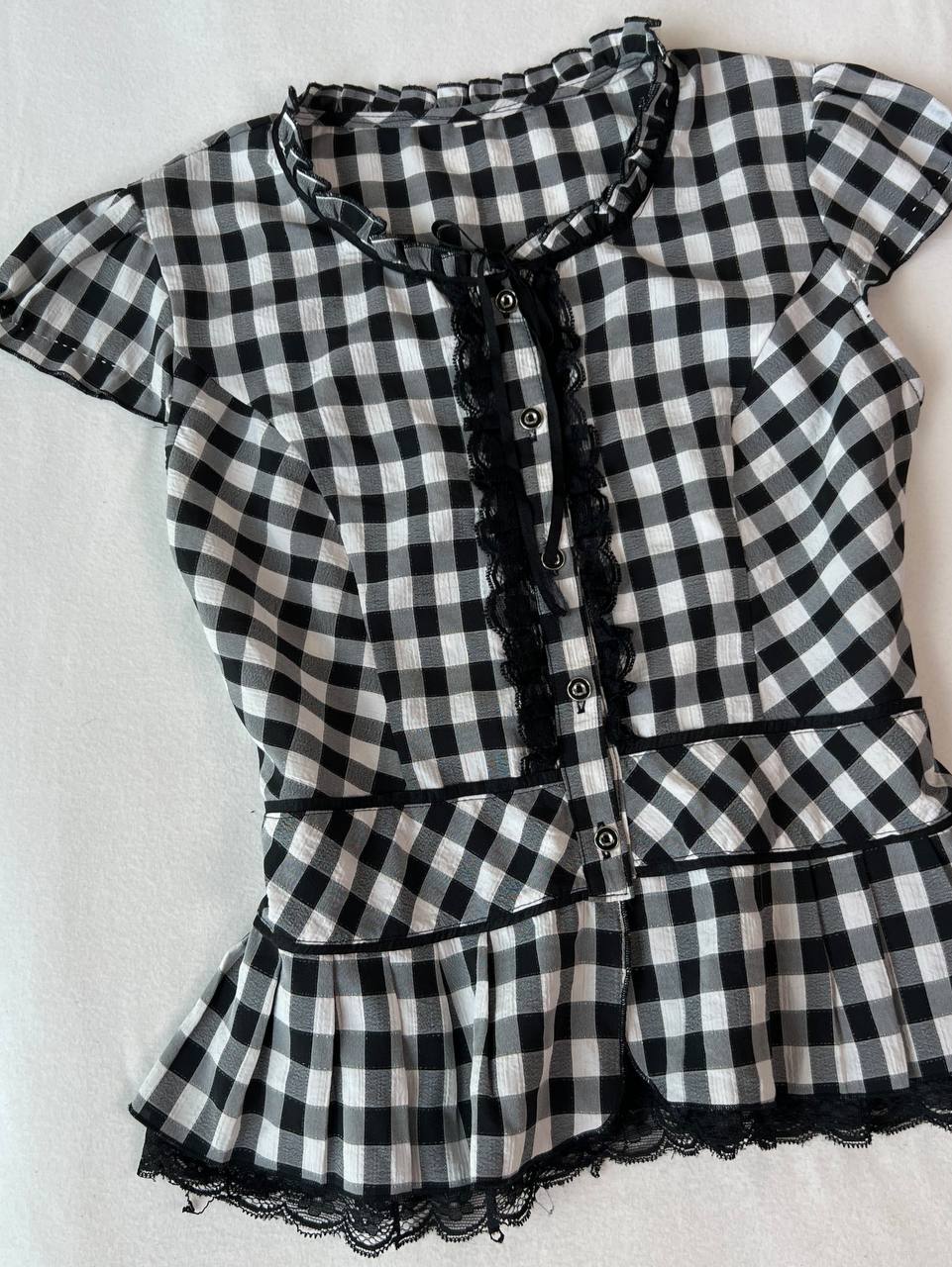 Monochrome Gingham Blouse